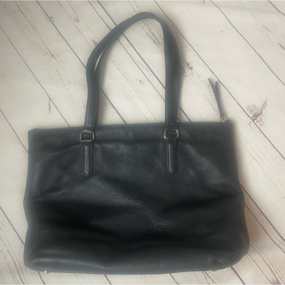 Kate Spade Larchmont Avenue Embossed Logo Leather Tote Bag Purse Black WKRU5619 - Picture 2 of 14